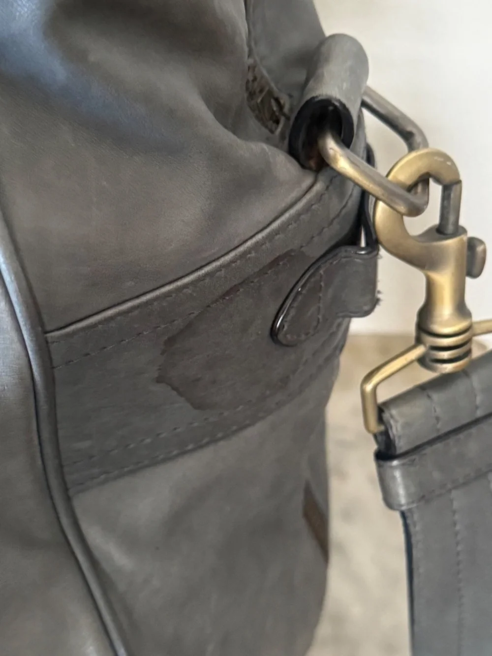 Bally Large Leather Weekender Duffle Bag Slate Blue Travel Carry-On